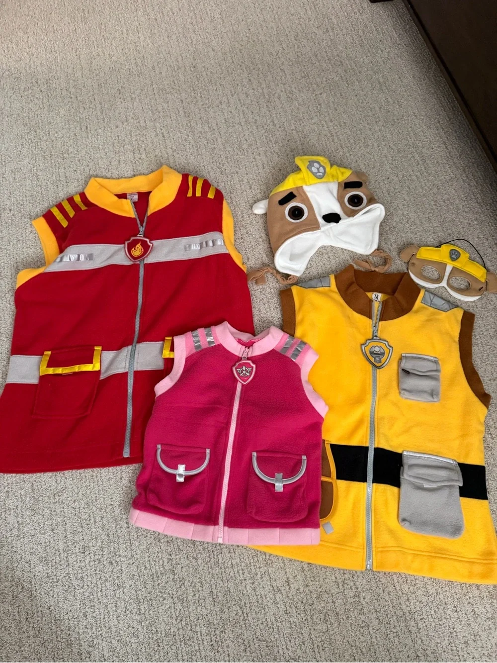 Paw Patrol Family Costume Vests Set - Red, Pink & Yellow